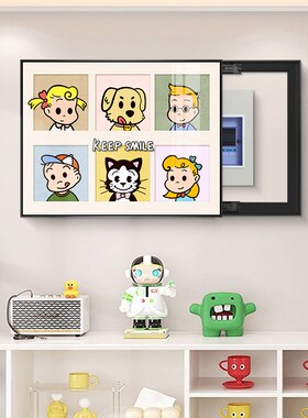 奶油风电b表箱装饰画多巴胺可推拉配电箱电闸画电源总开关遮挡挂