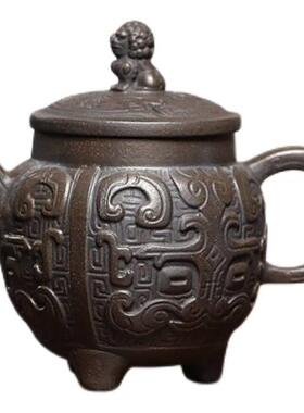 宜兴正宗紫砂壶原矿古铜泥三足炉鼎壶家用功夫档泡茶壶茶具礼品