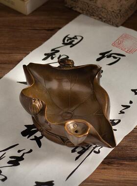 铜烟灰缸为家庭客厅覆古古董创意礼品饰品个性化莲花时尚工艺品饰