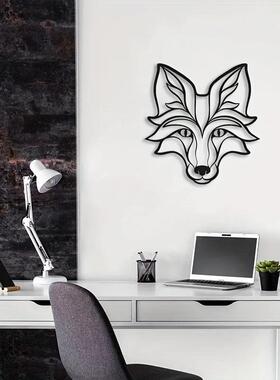 黑色金属狐狸壁挂艺术家居墙壁装饰墙贴艺术品铁艺剪影