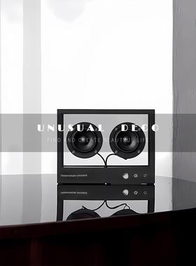 现代简约亚克力金属黑白音响摆件客厅卧室儿童房样板房饰品摆件