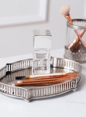 欧式黄铜玻璃果盘收纳桶托 托盘首饰盒纸巾盒相框镜子烛杯样板间