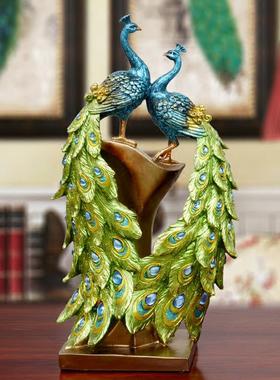 欧式奢华孔雀摆件家居软装饰品玄关客厅工艺品电视柜摆设结婚礼物