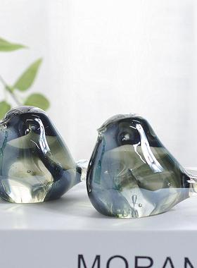 创意琉璃小鸟摆件玻璃工艺礼品摆饰可爱桌面装饰镇纸女生小礼品生