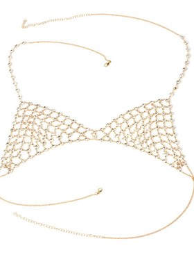 欧美外贸夸张多层水钻身体链项链新款女士性感P沙滩比基尼胸链百