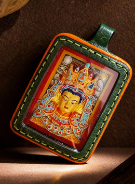 正品立体彩绘手工唐卡佛像吊坠