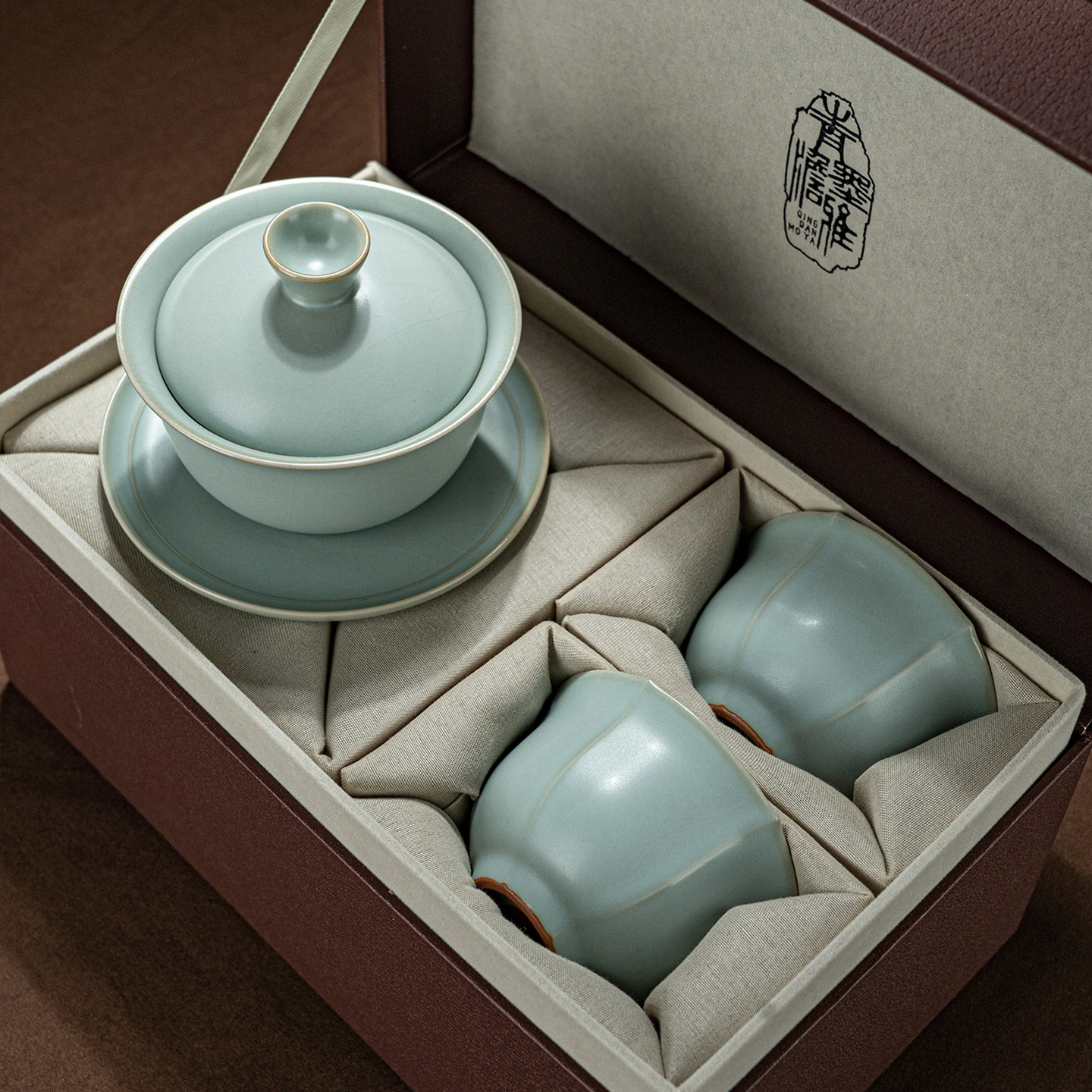 汝窑三才盖碗套装景德镇家用泡茶碗陶瓷功夫茶具开片可养汝瓷礼品,淘宝优惠券,粉丝福利购,淘宝优惠卷