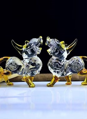 大号透明白色貔貅摆件 家居客厅玄关皮丘装饰品开业乔迁礼品