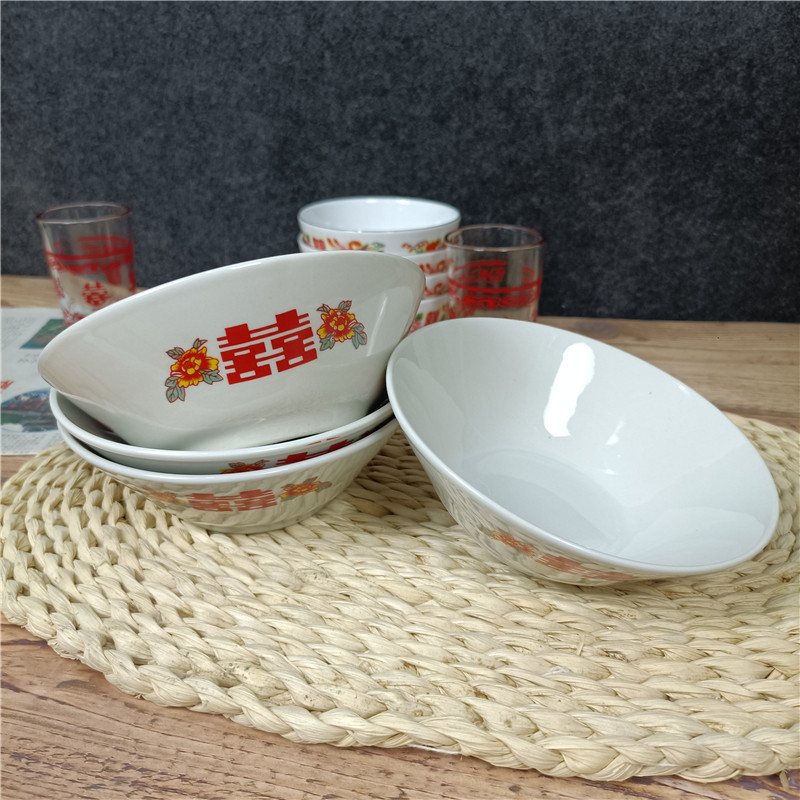 老式陶瓷 双喜碗6.5英寸 运输破损包赔 粗瓷 瑕疵 陶瓷面碗中式,淘宝优惠券,粉丝福利购,淘宝优惠卷