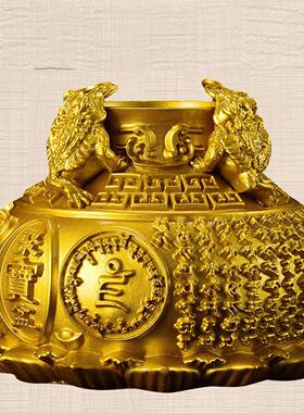 铜金蟾聚宝盆摆件聚黄财神爷招存钱财罐客厅家居店铺开业礼品