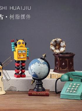 复古创意咖啡厅餐厅树脂装饰品风车摆件创意家居客厅电视柜样板间