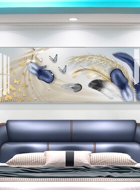 现代简约卧室背景墙装饰画抽象羽毛床头挂画高级感大气抽象艺术画