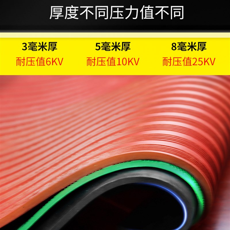 高压绝缘垫配电房耐磨橡胶板电力10kv配电室地毯 5mm低压绝缘胶垫 - 图1