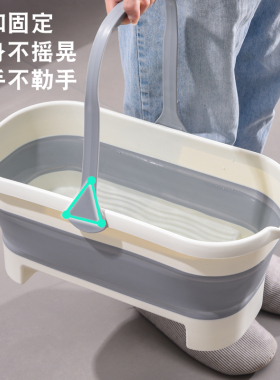 拖把折叠水桶塑料拖把桶提手储水拖地盆拖把家用一拖净免手洗方形