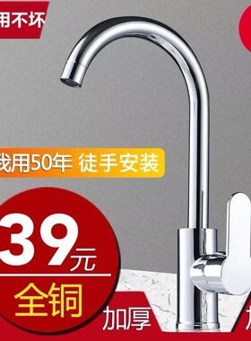 德国进口厨房洗菜盆冷热水龙头家用304不锈钢水槽全铜台盆防溅旋