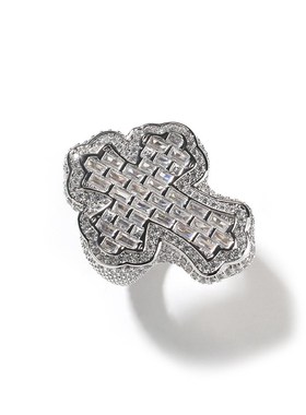 欧美爆款嘻哈复i古戒指微镶锆石个性十字男士戒指食指配饰指环