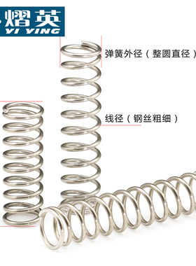 不锈钢小弹簧线径1.5外径17/18/20/22/24/25mm回位压缩大压簧定做