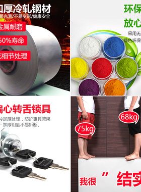 文件柜中二斗器钢制带锁资料柜玻璃门档案柜办公室凭证柜子铁皮柜