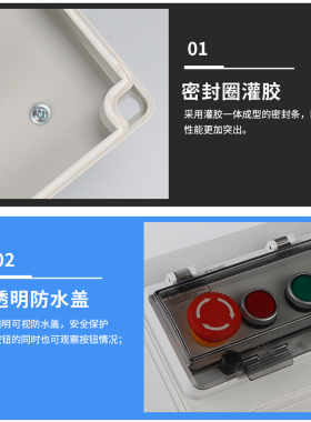 户外防水按钮控制盒开关盒启动紧急停止盒箱急停接线盒防雨保护罩