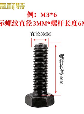 高强度8.8级外六角螺丝M8外六方螺栓发黑螺丝钉合金钢加长螺丝钉