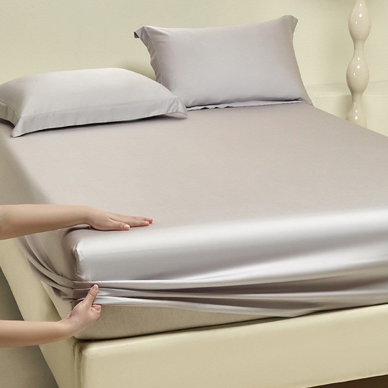 严选 A类纯色天丝床笠单件夏季冰丝床罩三件套R床垫保护罩床套全 - 图3