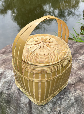 湘西竹编竹篮水果篮竹筐收纳筐家用收纳馒头筐鸡蛋篮野餐篮