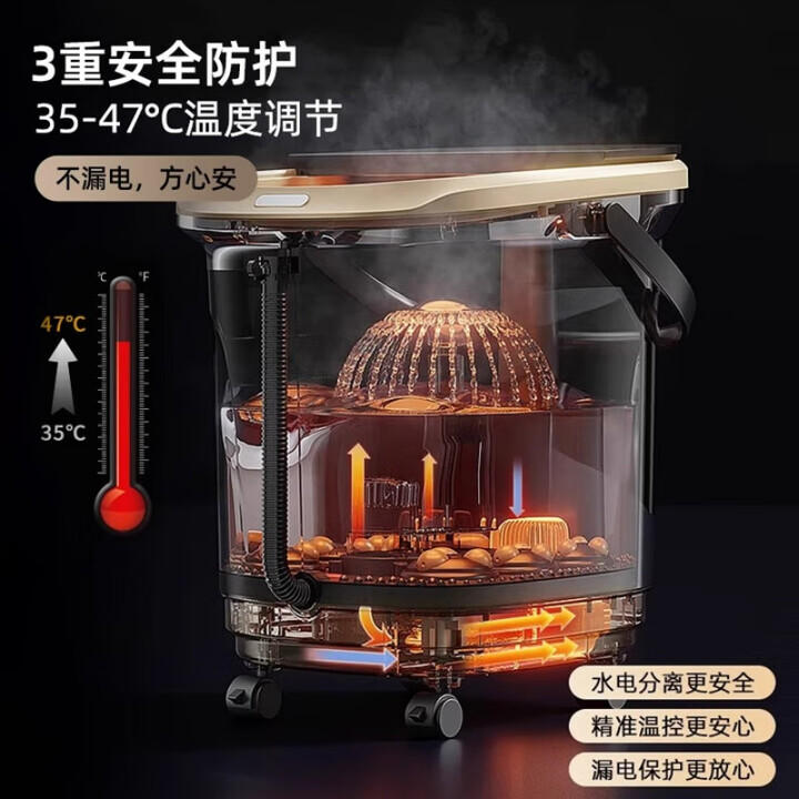 志高（CHIGO）全自动泡脚桶加热恒温按摩电动过小腿足浴盆高深桶 - 图0