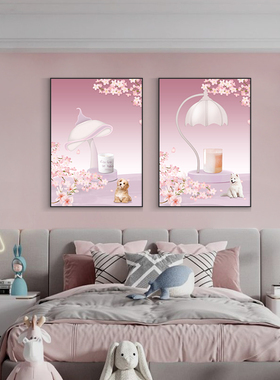 少女心卧室床头装饰画小清新墙画温B馨2024新款壁画主卧背景墙挂