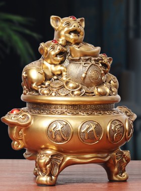 代代富足生肖猪猪聚宝盆存钱罐摆件客厅酒柜装饰店铺乔迁开业礼品