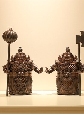 新中式摆件哼哈二将门神乔迁新居新房门厅柜玄关办公室装饰品摆设
