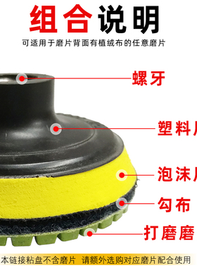 角磨机水磨片吸盘砂纸自粘托盘抛光打磨片粘盘抛光片海绵植绒粘盘