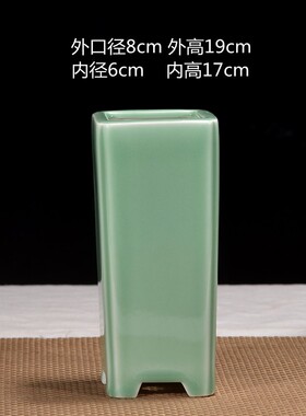 紫砂花盆青瓷釉兰花盆高盆多肉盆栽四方六方形签筒悬崖盆景盆白色