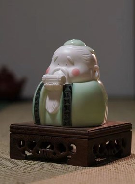 曲阜孔庙孔夫子像工艺陶瓷摆件中C式可爱教师节礼物书房桌面装饰