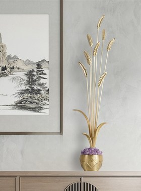紫水晶聚宝盆招财装饰品客厅入户玄关五谷丰收R麦穗新居乔迁摆件