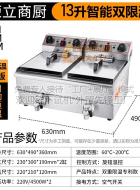电炸炉商业用双缸双m筛20L大容量多功能油炸锅双重限温炸炉汉堡店
