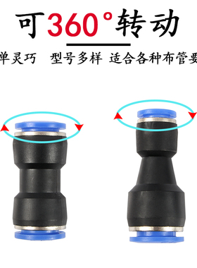气管变径直通快插接头PG6-4/8-4/8-6/10-6/10-8/12-8/12-10/16-12