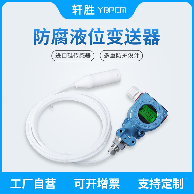 PCM262F 现场显示聚四氟防腐液位传感器 投入式防腐液位变送器 - 图0