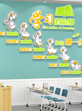 班级文化墙贴纸教室布q置装饰培训机构托管班自习室开学黑板报励