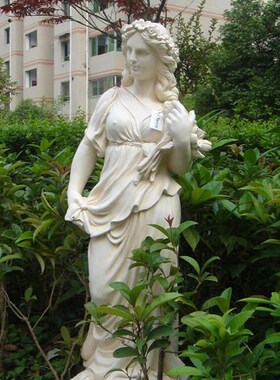 欧式玻璃钢人物雕塑艺术品客厅户外E落地摆设可定制作含羞少女四