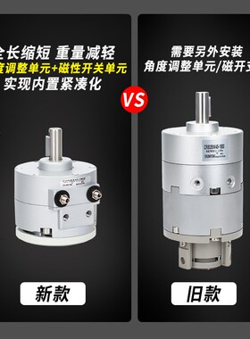顺荣叶片式旋转摆动气缸CDRBS15/20/30/40-90度180度带磁旋转气缸