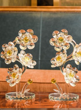 水晶花摆件高档新婚结婚礼物开业乔迁客厅卧室创意家居装饰工艺品