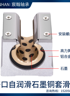 SBR直线导轨滑轨石墨铜套配套轴承防尘耐高温开口箱式滑块 10-40