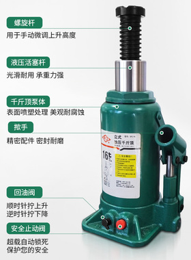 沪工液压千斤顶家用立顶千斤顶油压千斤顶小轿车汽车用立式千斤顶