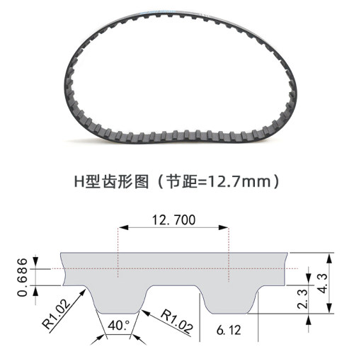 橡胶同步带750H/150齿 节距12.7mm 同步齿形皮带 梯形齿传动带 - 图1