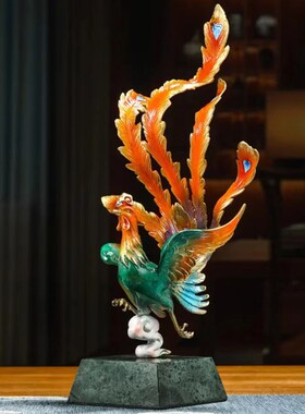 龙凤呈祥全铜工艺品摆件家居玄关酒柜电视柜新中式装饰品乔迁礼品