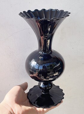 欧式简约b中古黑硝子玻璃花瓶花器家居客厅玄关卧室餐桌装饰品摆