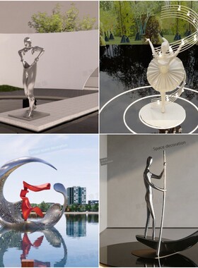 户外不锈钢抽象人物雕塑r公园森林景观素描摆件销售部商业街展示