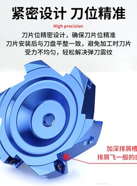 400R铝合金铣刀盘高光铝用加工中心KM12飞刀盘1604面铣刀90度45度