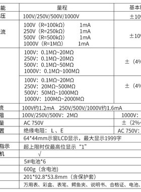 胜德高精度绝缘电阻测试仪VC60B+数字兆欧表绝缘测试 1000V/2500V