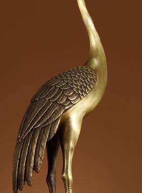 黄铜龟鹤家居摆件龟鹤延年单鹤踩龟长寿龟老人祝福礼装饰品摆设